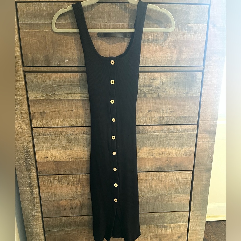 AQUA black midi dress
